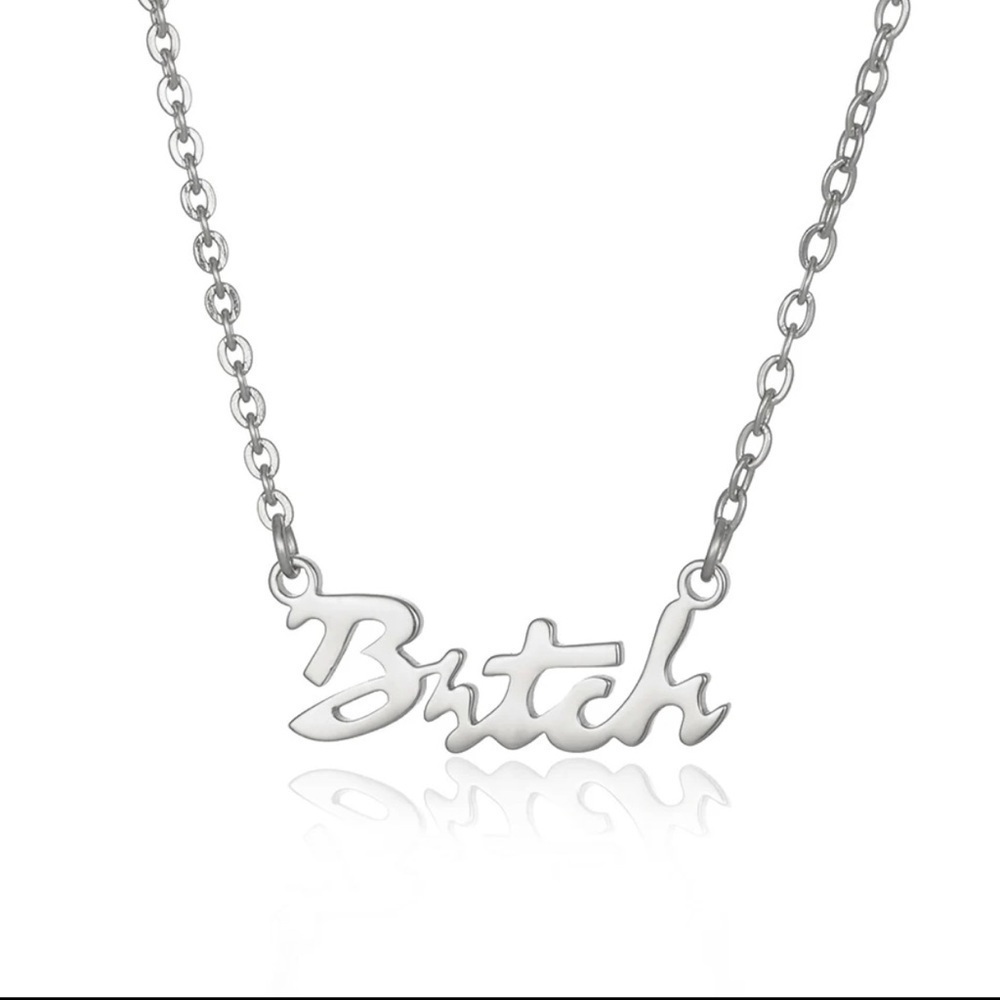 3 For $35 18K White Gold Plated B*tch Necklace